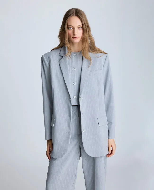 Pinstripe Button Notch Collar Jacket sold by Kenneth Cole