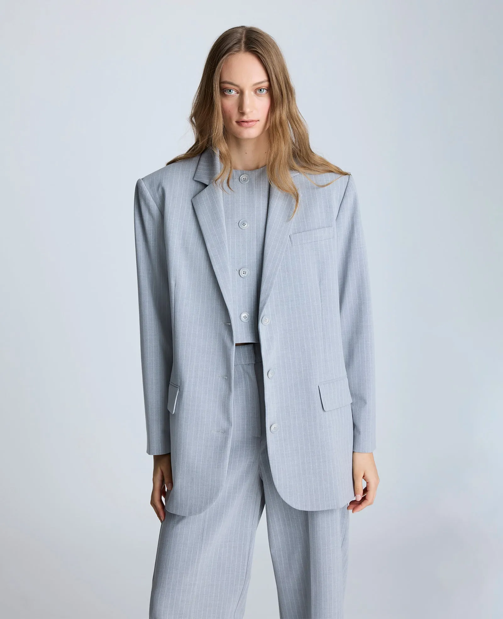 Pinstripe Button Notch Collar Jacket sold by Kenneth Cole