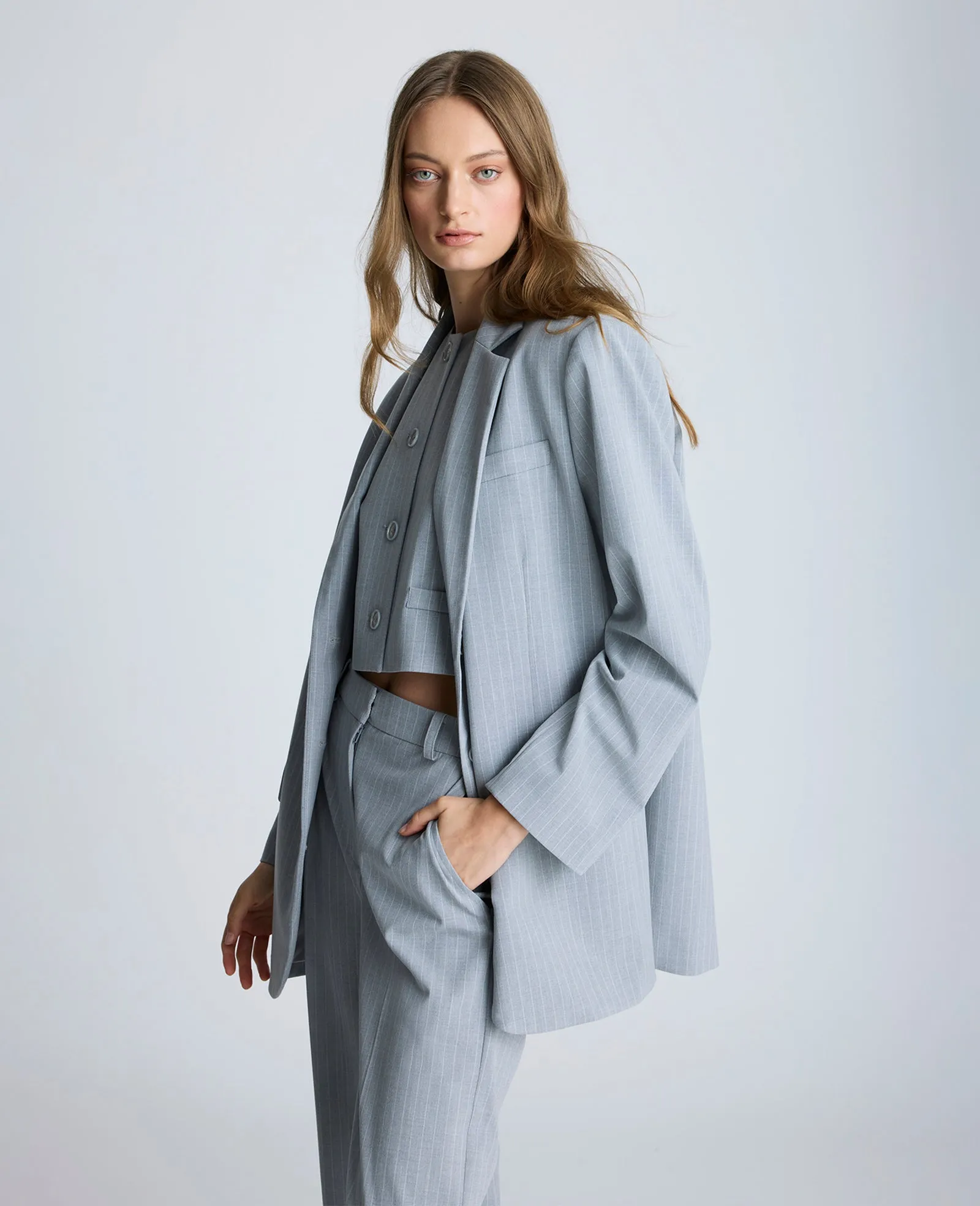 Pinstripe Button Notch Collar Jacket sold by Kenneth Cole product image thumbnail 2