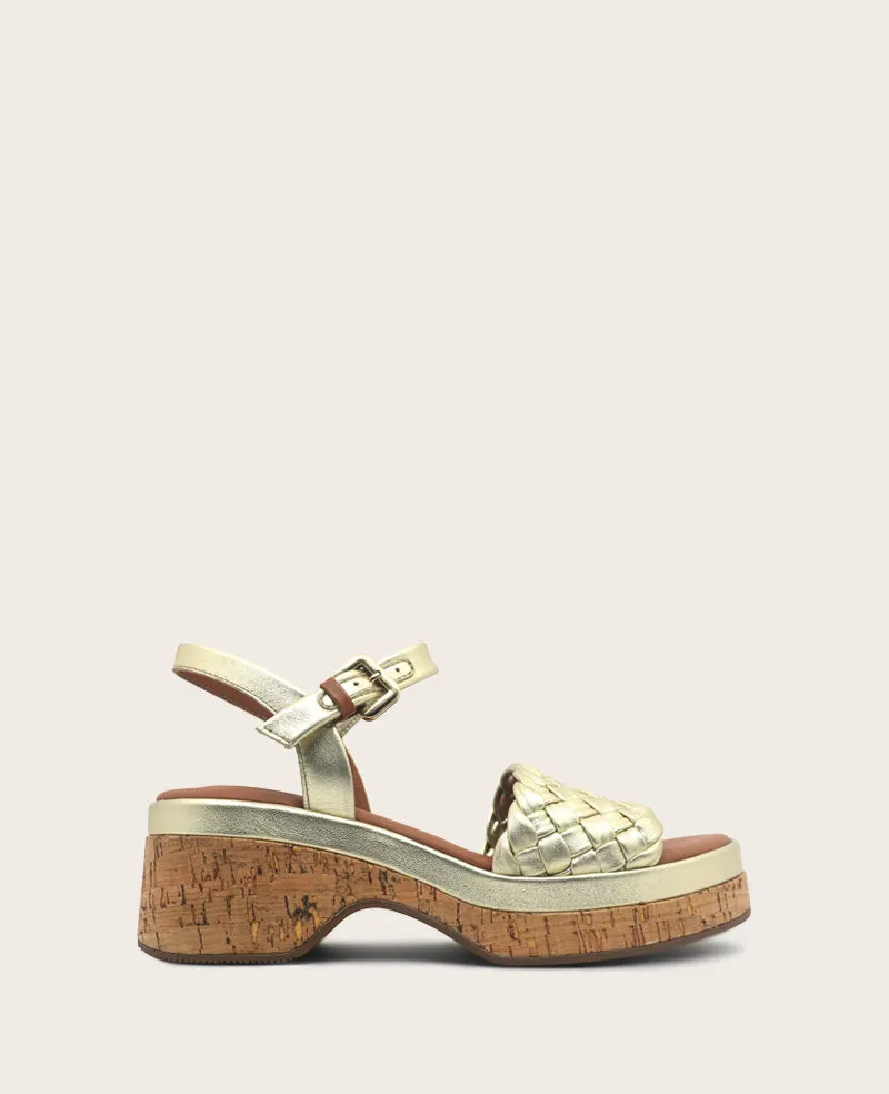 GENTLE SOULS - Dorris Woven Leather Cork Platform Sandal sold by Kenneth Cole