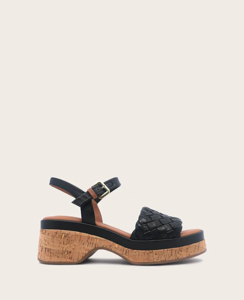 GENTLE SOULS - Dorris Woven Leather Cork Platform Sandal sold by Kenneth Cole