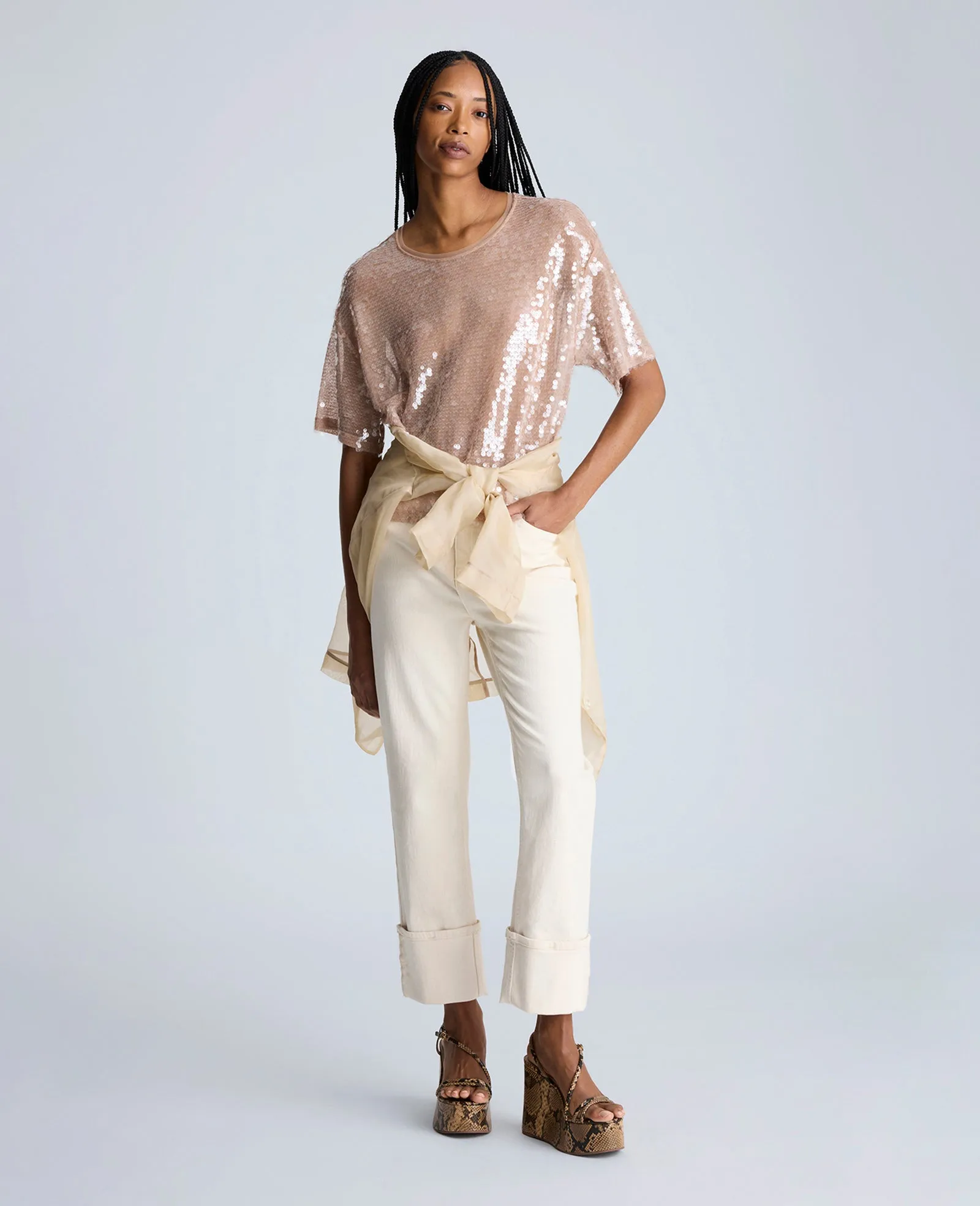 Oversized Sequin Drop Shoulder T-Shirt sold by Kenneth Cole product image thumbnail 4