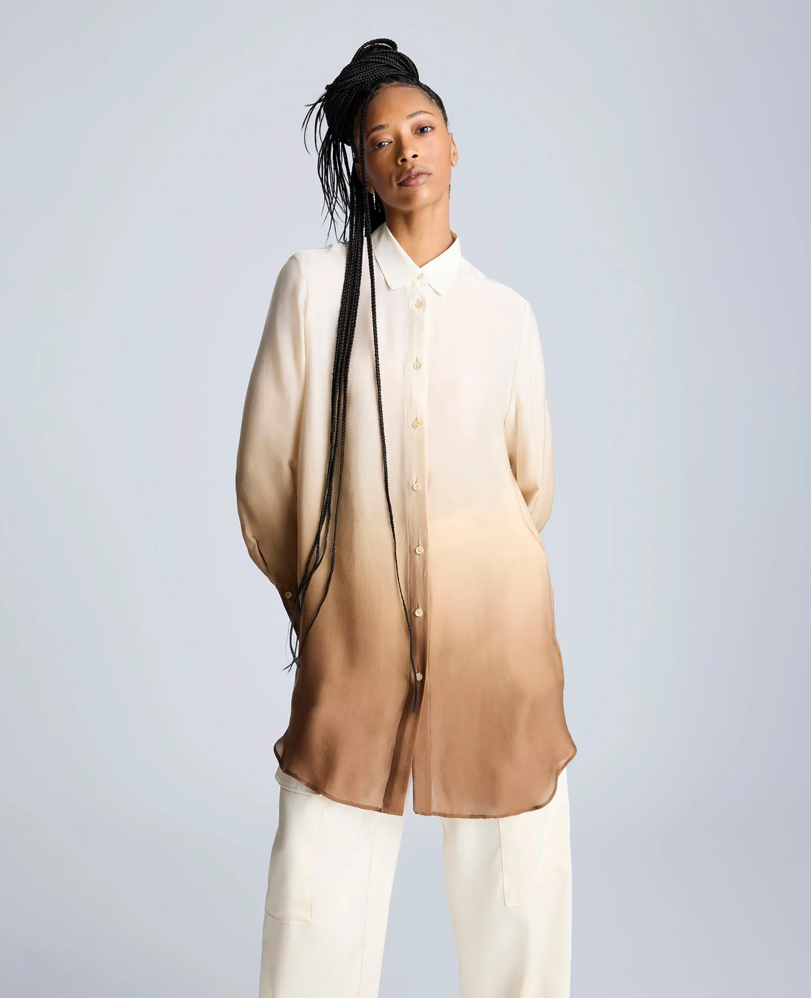 Oversized Button Front Long Sleeve Tunic sold by Kenneth Cole