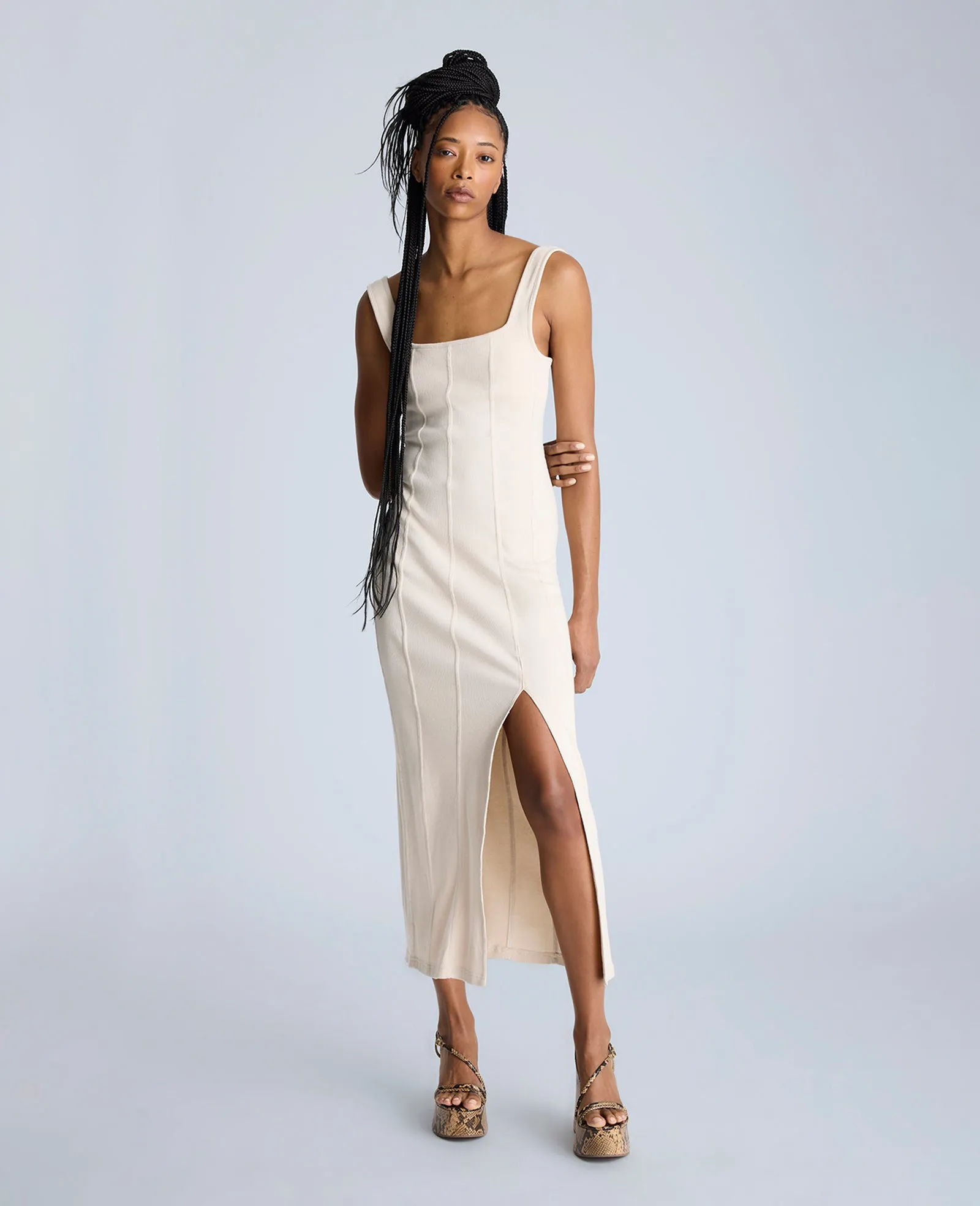 Seam Detailed Knit Midi Dress with Front Slit sold by Kenneth Cole product image thumbnail 2