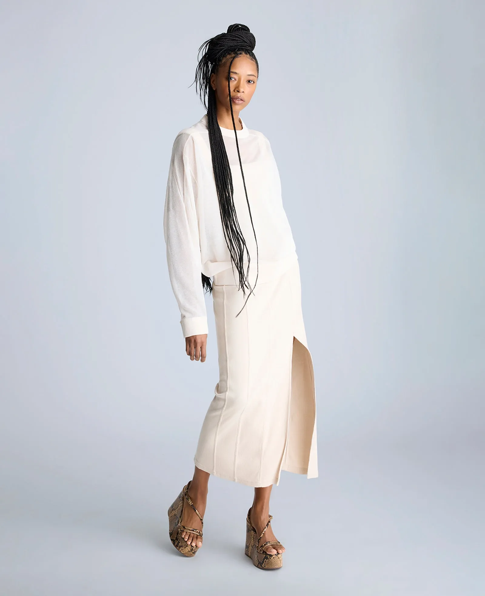 Seam Detailed Knit Midi Dress with Front Slit sold by Kenneth Cole product image thumbnail 3