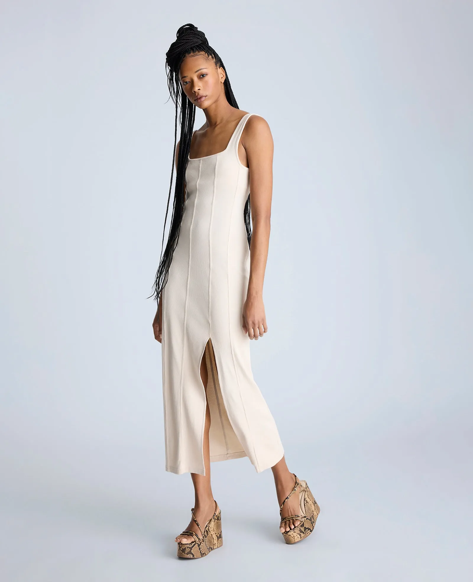 Seam Detailed Knit Midi Dress with Front Slit sold by Kenneth Cole