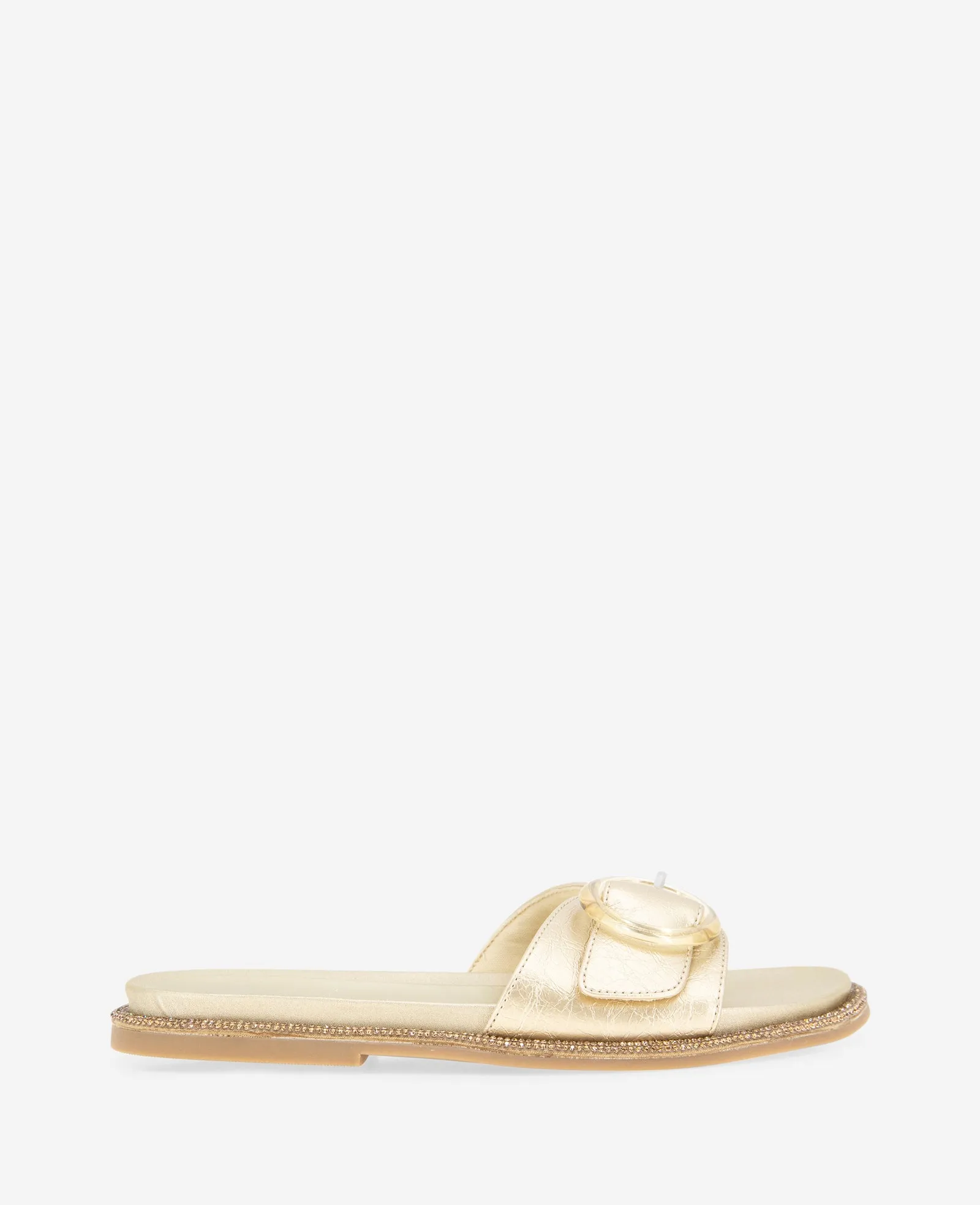 REACTION - Syrena Metallic Buckle Slide Sandal sold by Kenneth Cole