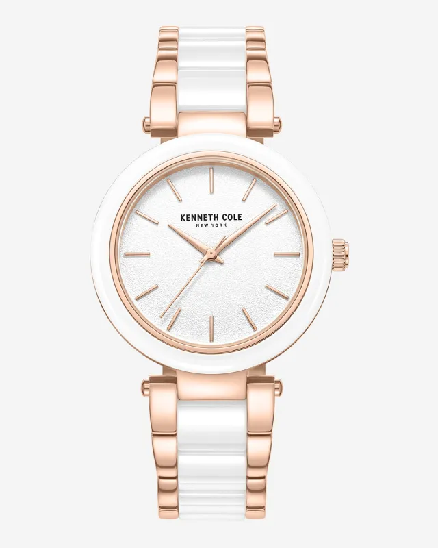 Two-Tone Classic Ceramic Bracelet Watch made by Kenneth Cole