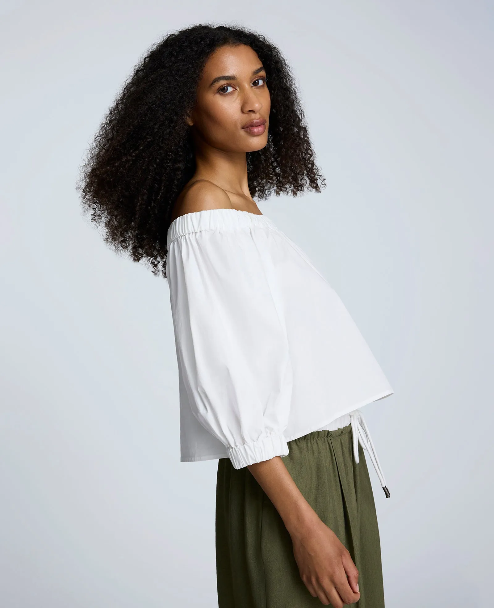 Off Shoulder Poplin Blouse With Puff Sleeves sold by Kenneth Cole product image thumbnail 3