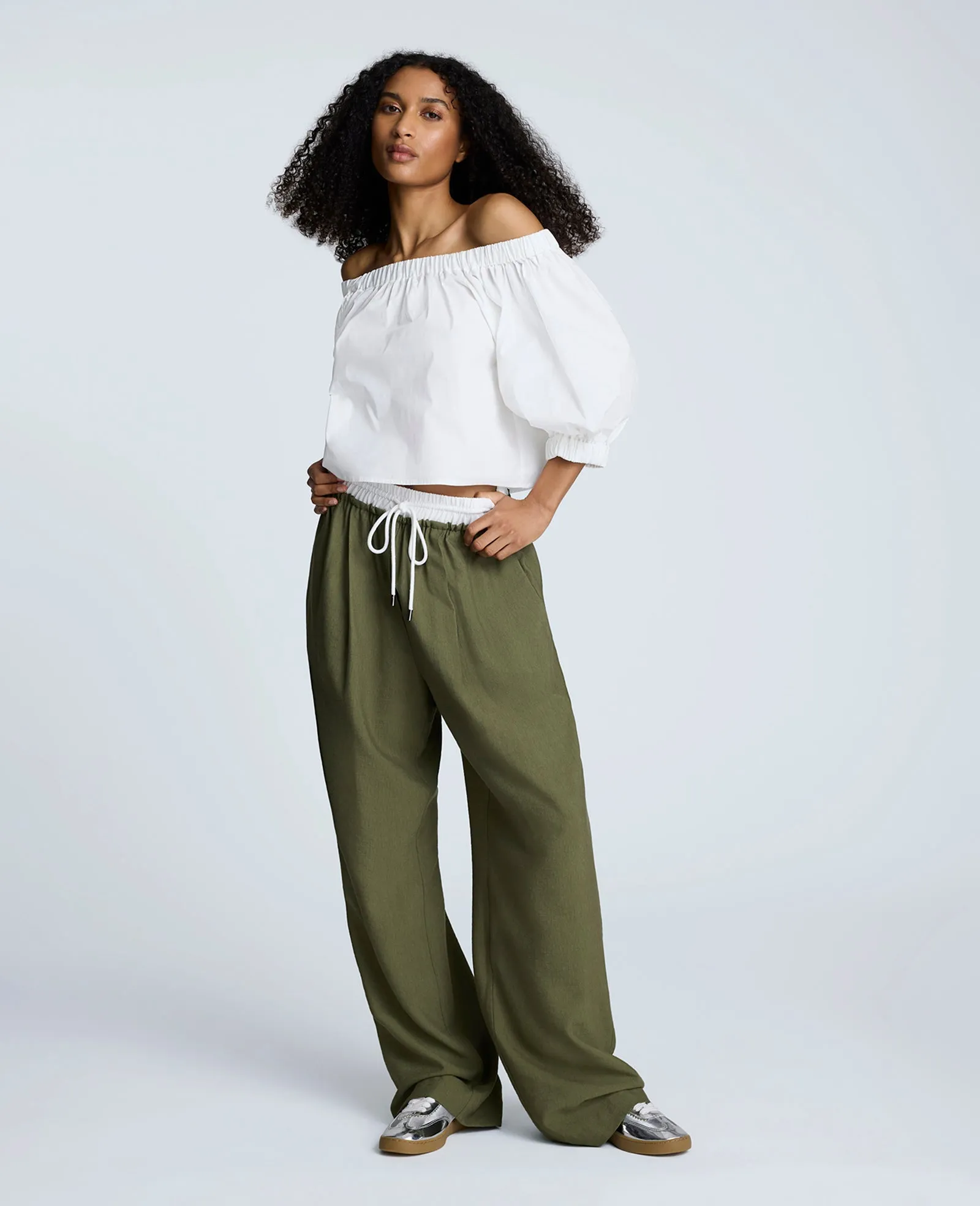 Off Shoulder Poplin Blouse With Puff Sleeves sold by Kenneth Cole product image thumbnail 2