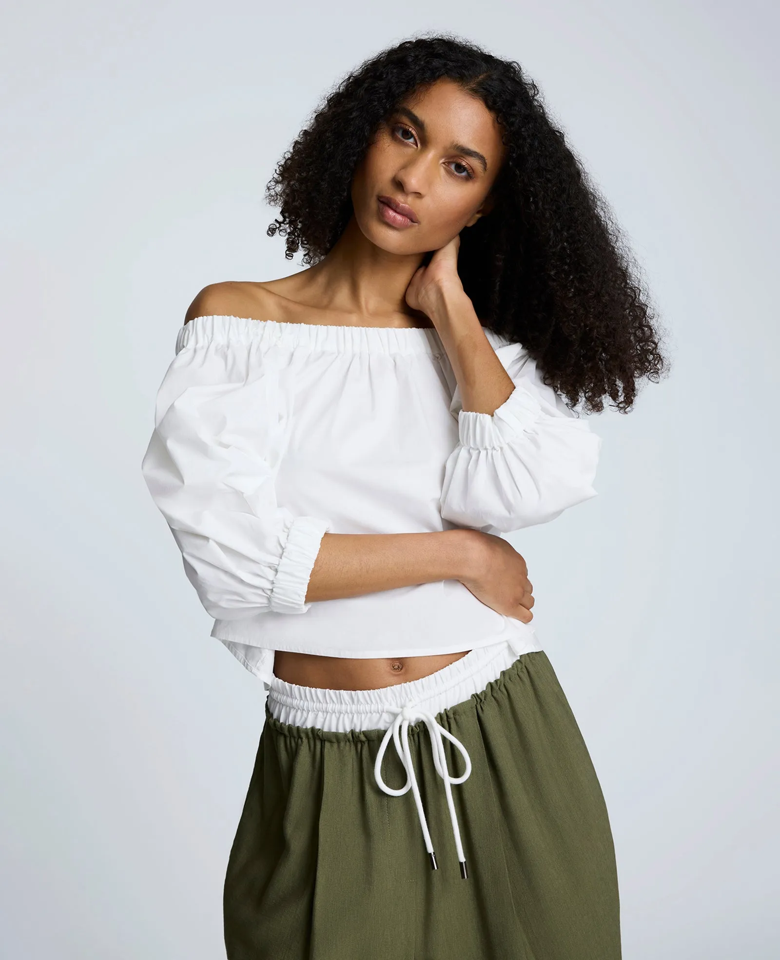 Off Shoulder Poplin Blouse With Puff Sleeves sold by Kenneth Cole product image thumbnail 5