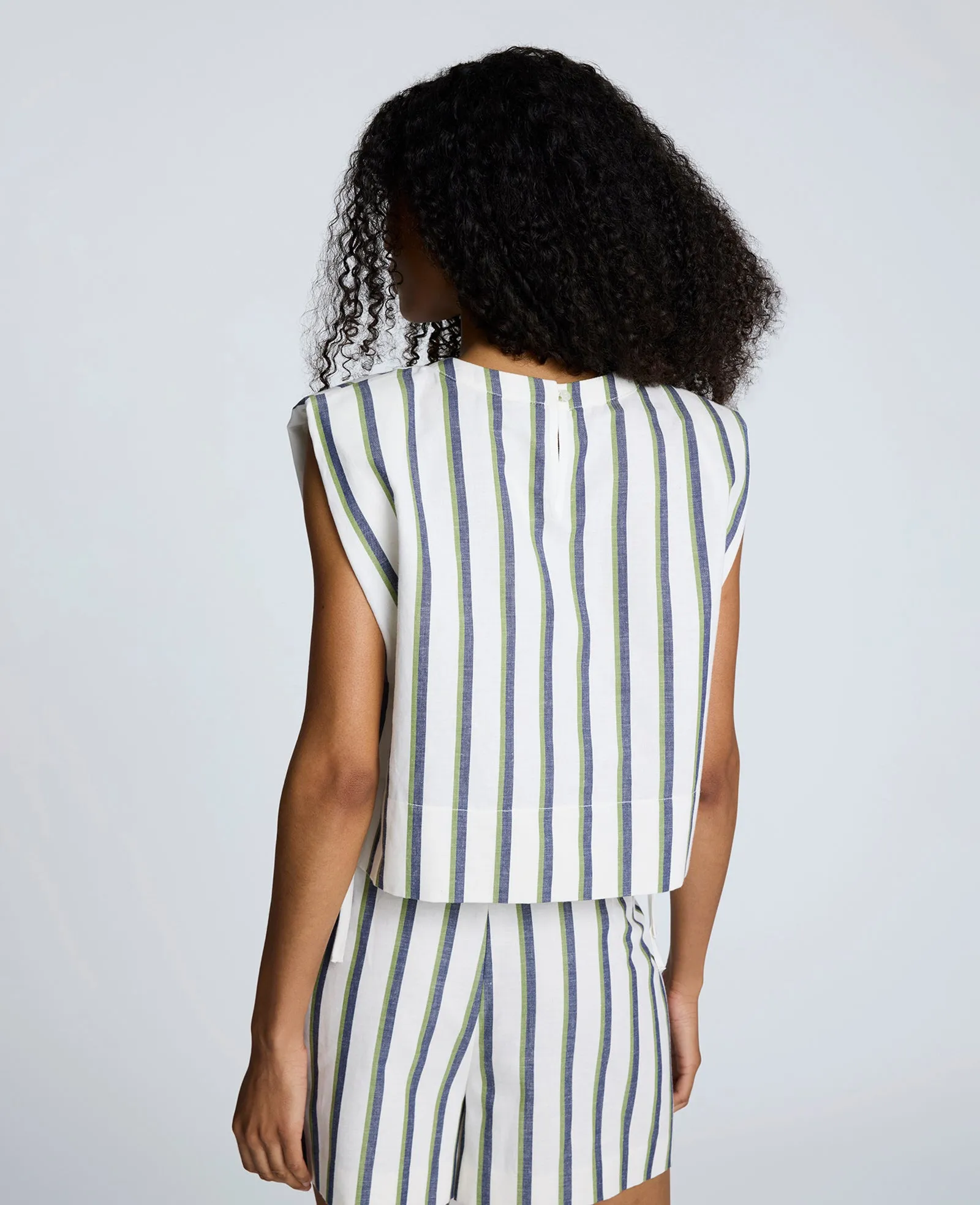 Cotton Linen Stripe Sleeveless Tank With Side Ties sold by Kenneth Cole product image thumbnail 4