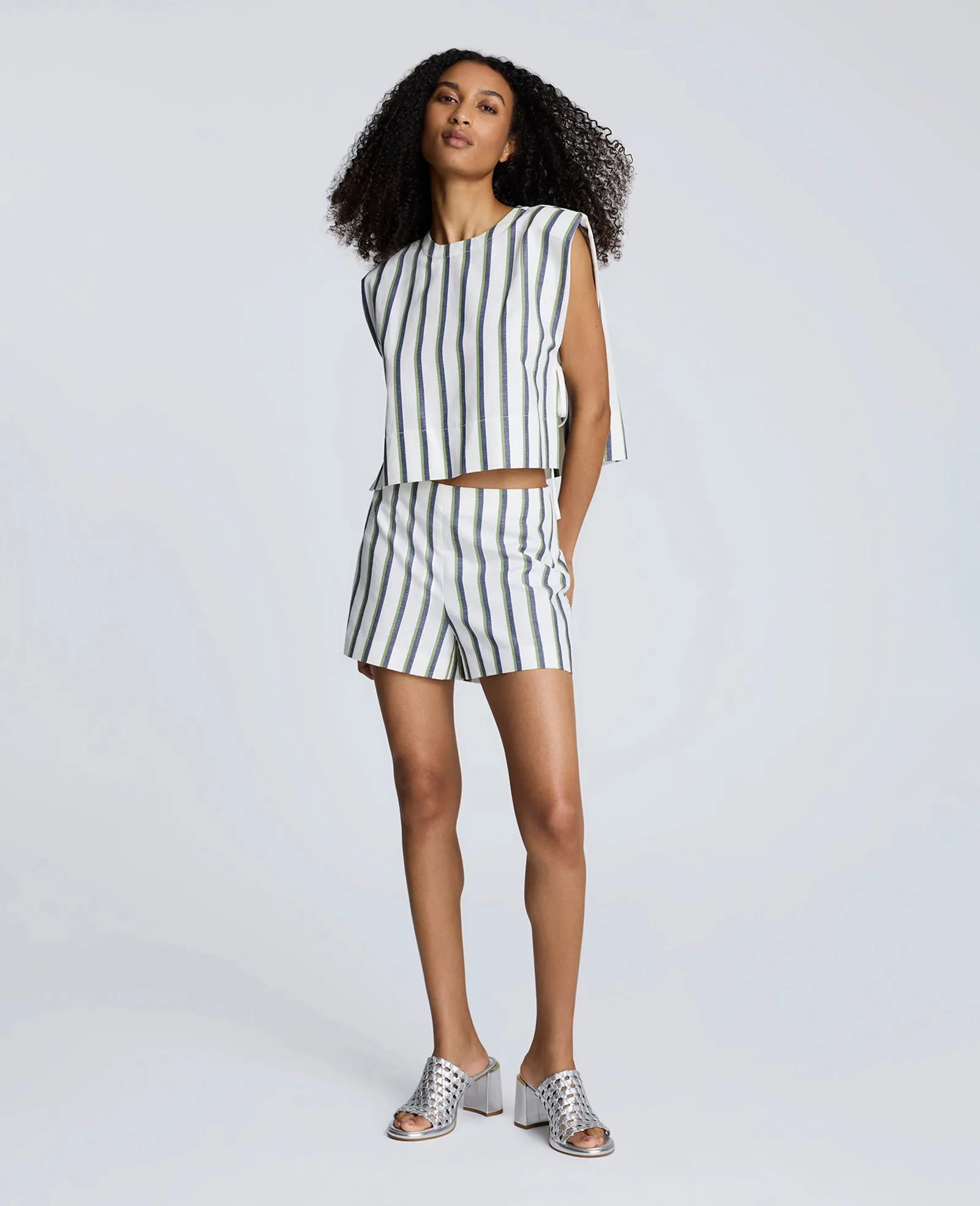 Cotton Linen Stripe Sleeveless Tank With Side Ties sold by Kenneth Cole product image thumbnail 2