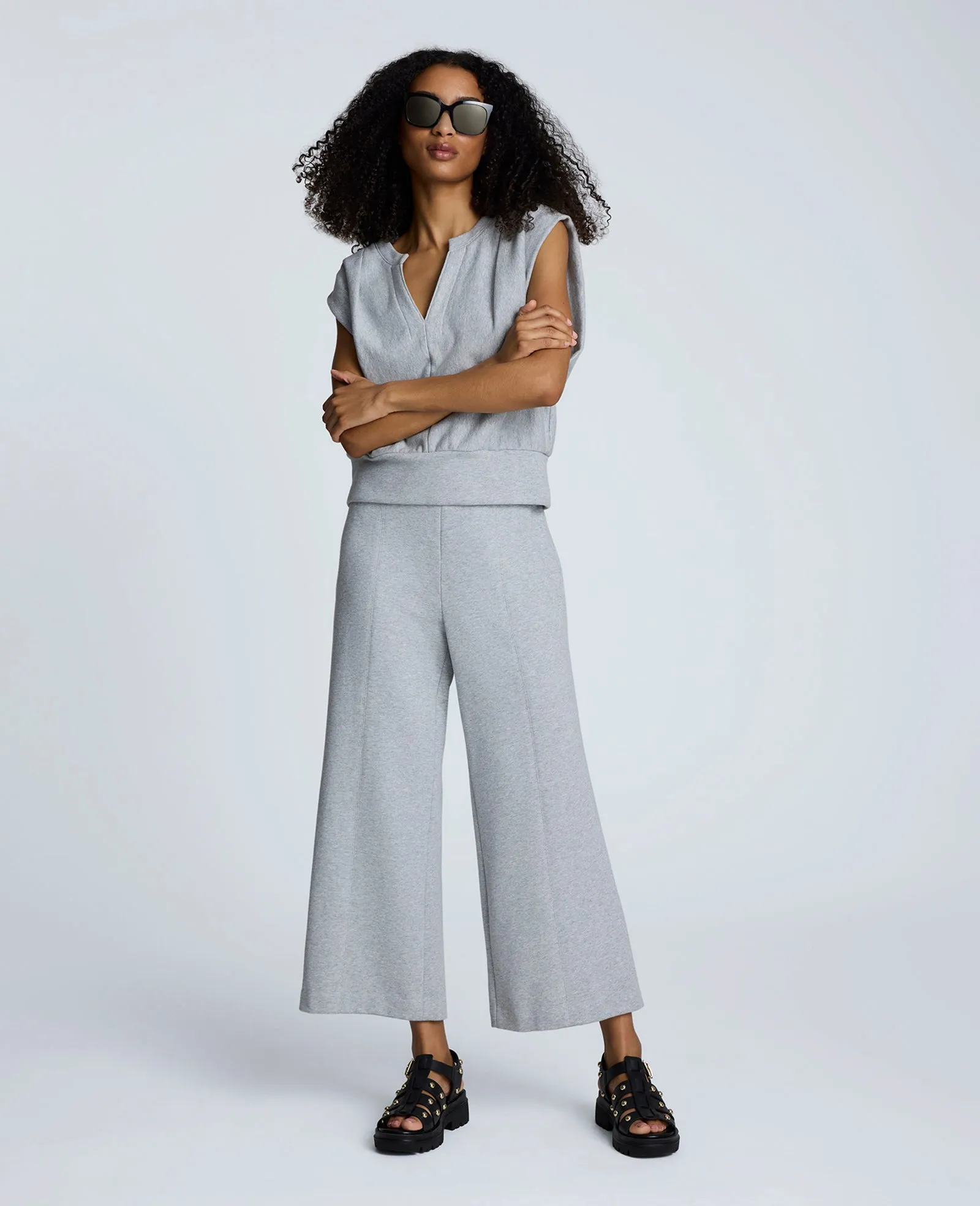 French Terry Pull Wide Leg Crop Pant sold by Kenneth Cole