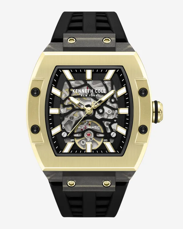 Skeleton Automatic Silicone Watch made by Kenneth Cole