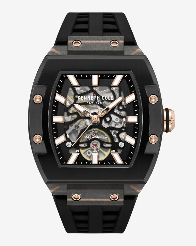 Skeleton Automatic Silicone Watch made by Kenneth Cole