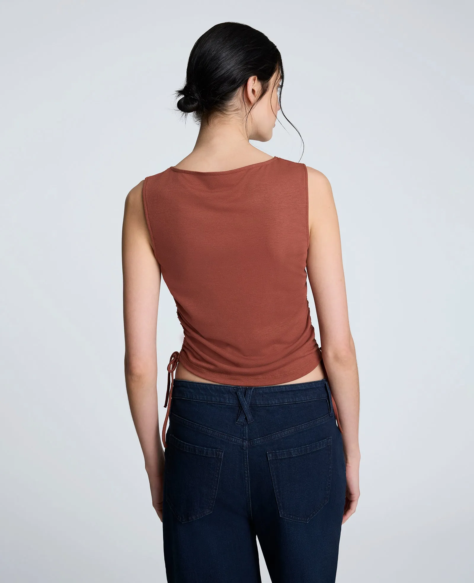 Side Rouched Drape Neck Cropped Knit Tank Top sold by Kenneth Cole product image thumbnail 4
