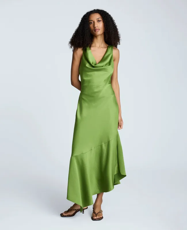 Satin Asymmetric Hem Cowl Front Dress sold by Kenneth Cole