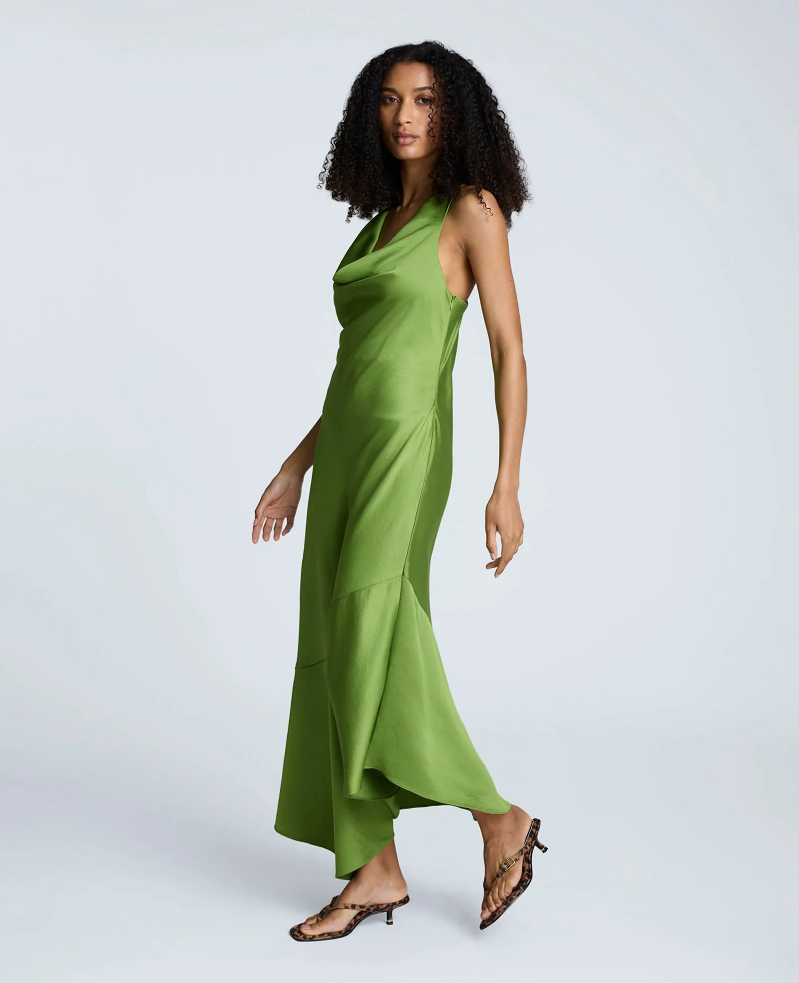 Satin Asymmetric Hem Cowl Front Dress sold by Kenneth Cole product image thumbnail 3