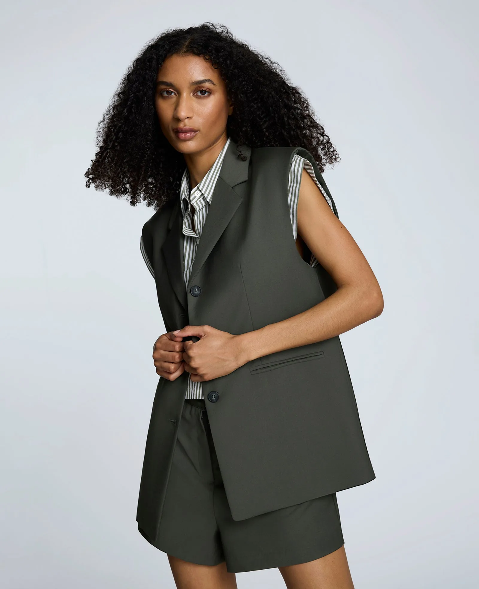 Luxe Twill Three Button Notch Collar Vest sold by Kenneth Cole