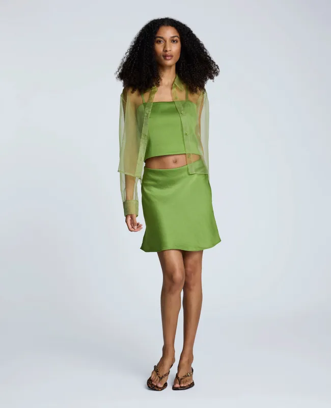 Satin Pull-On Bias Mini Skirt sold by Kenneth Cole