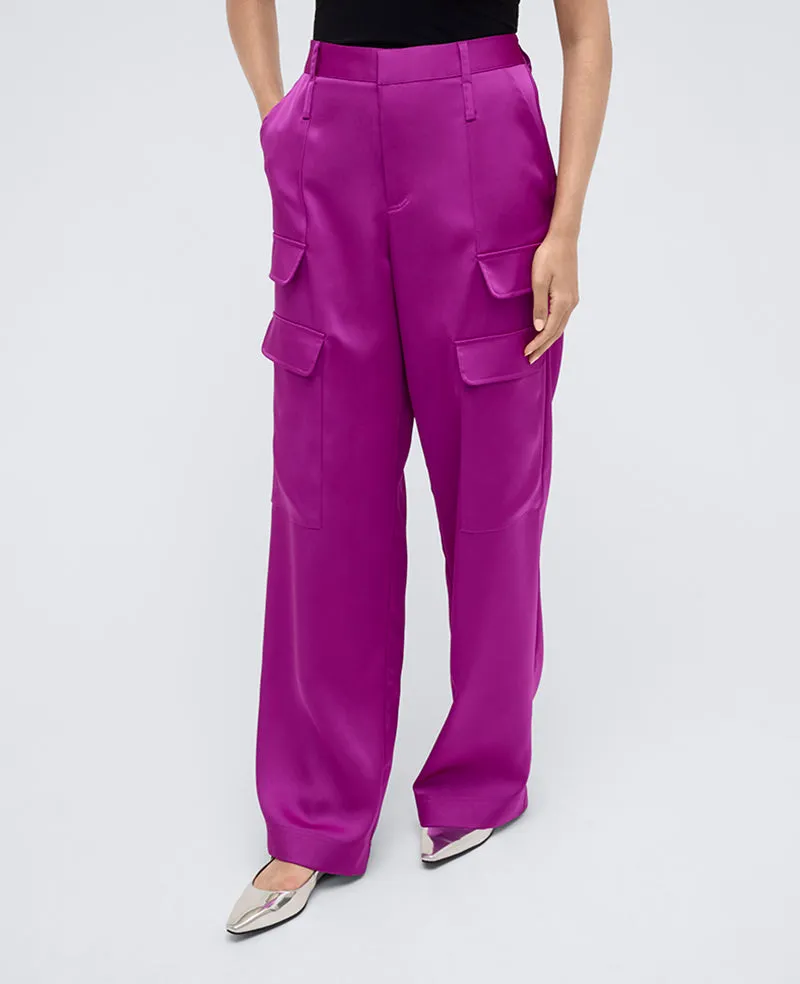 Satin High Rise Cargo Wide Leg Pant sold by Kenneth Cole