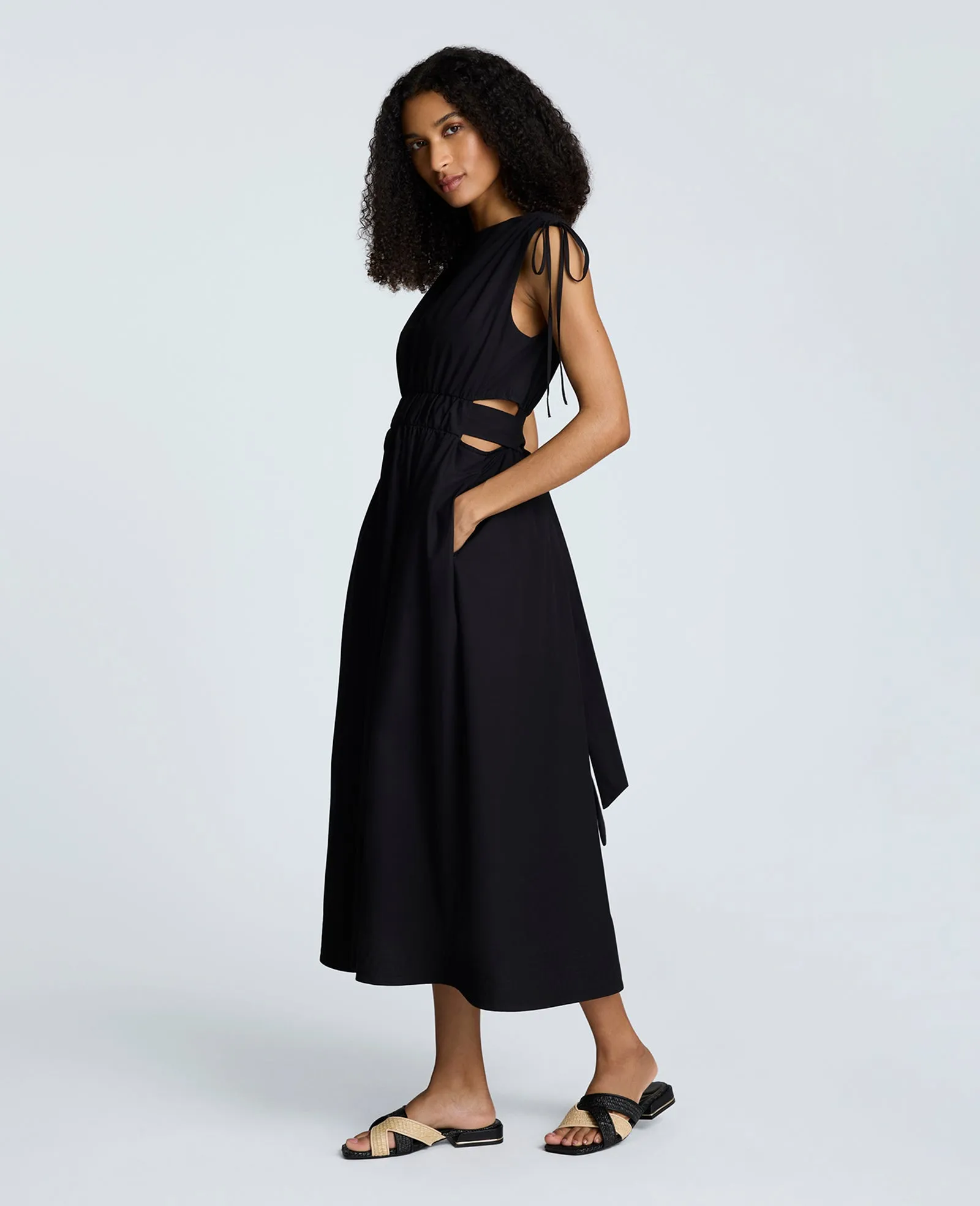 Rouched Waist Midi Dress with Tie Shoulders sold by Kenneth Cole product image thumbnail 3