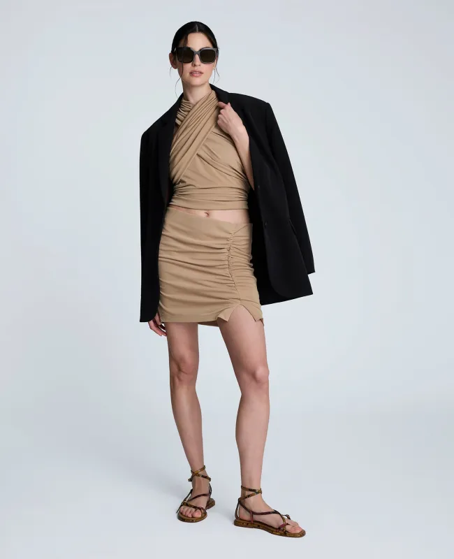 Pull-on Asymmetrical Rouched Mini Skirt sold by Kenneth Cole