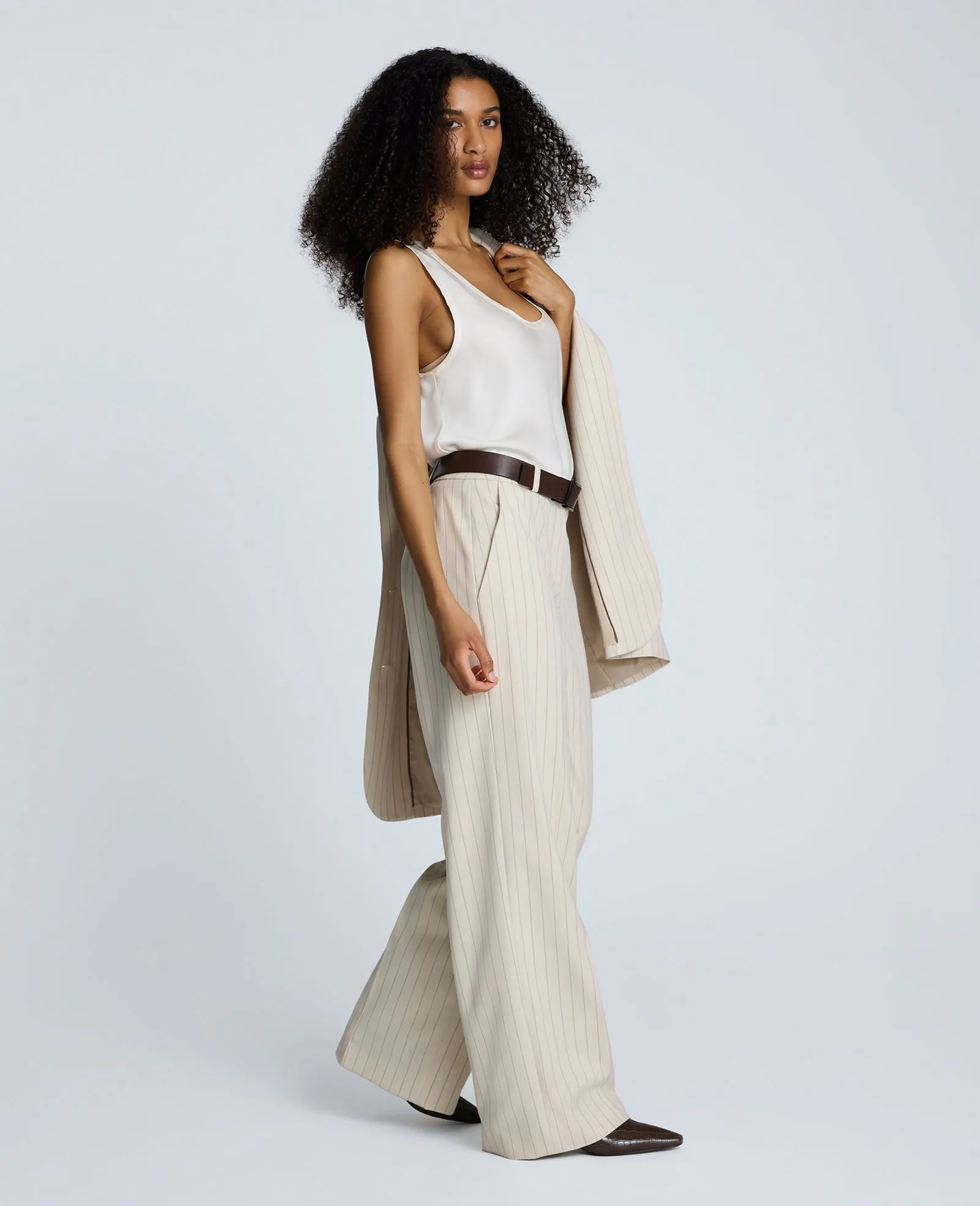 Pinstripe High Rise Wide Leg Pant sold by Kenneth Cole product image thumbnail 3