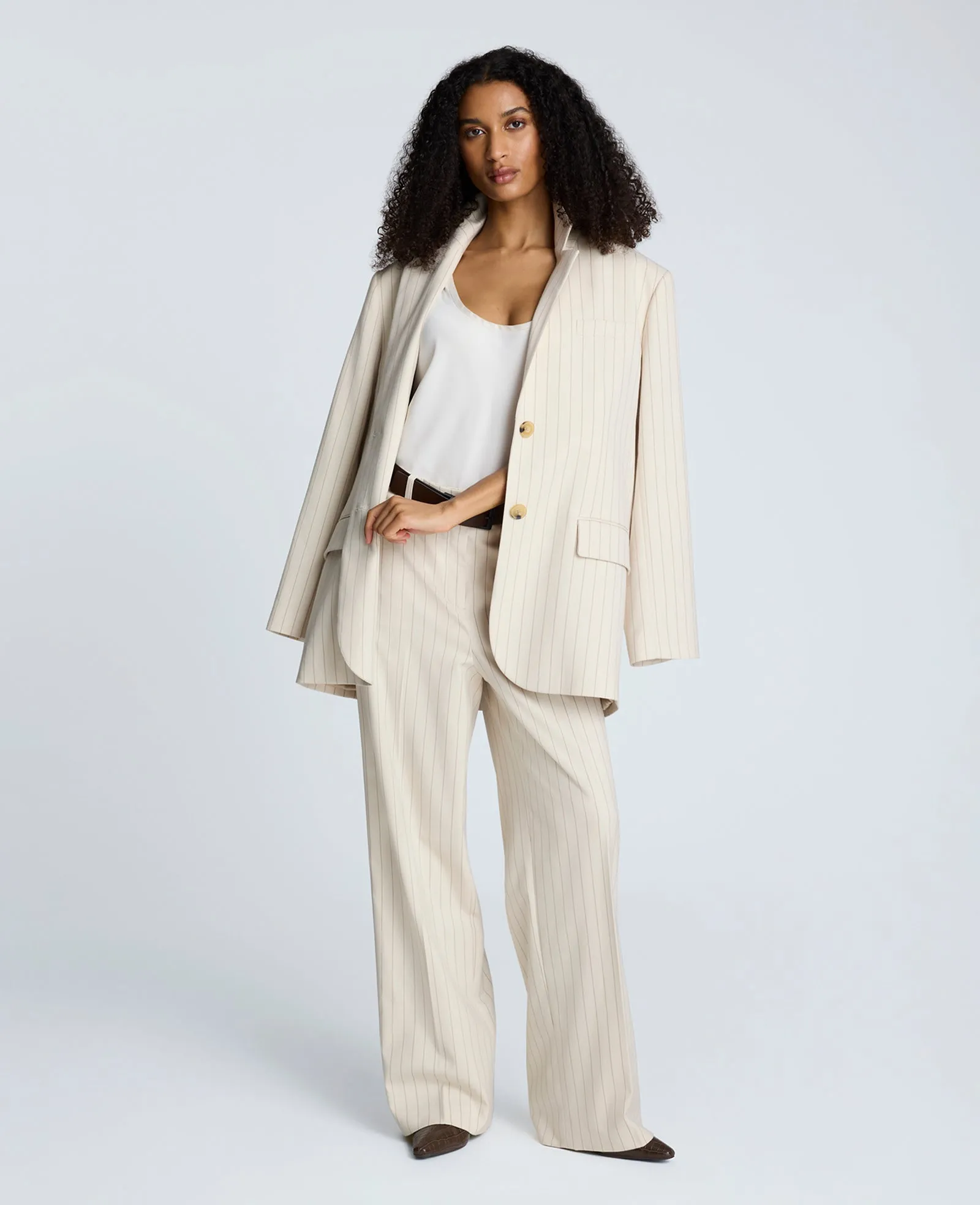 Pinstripe Relaxed Fit Boyfriend Blazer sold by Kenneth Cole product image thumbnail 3