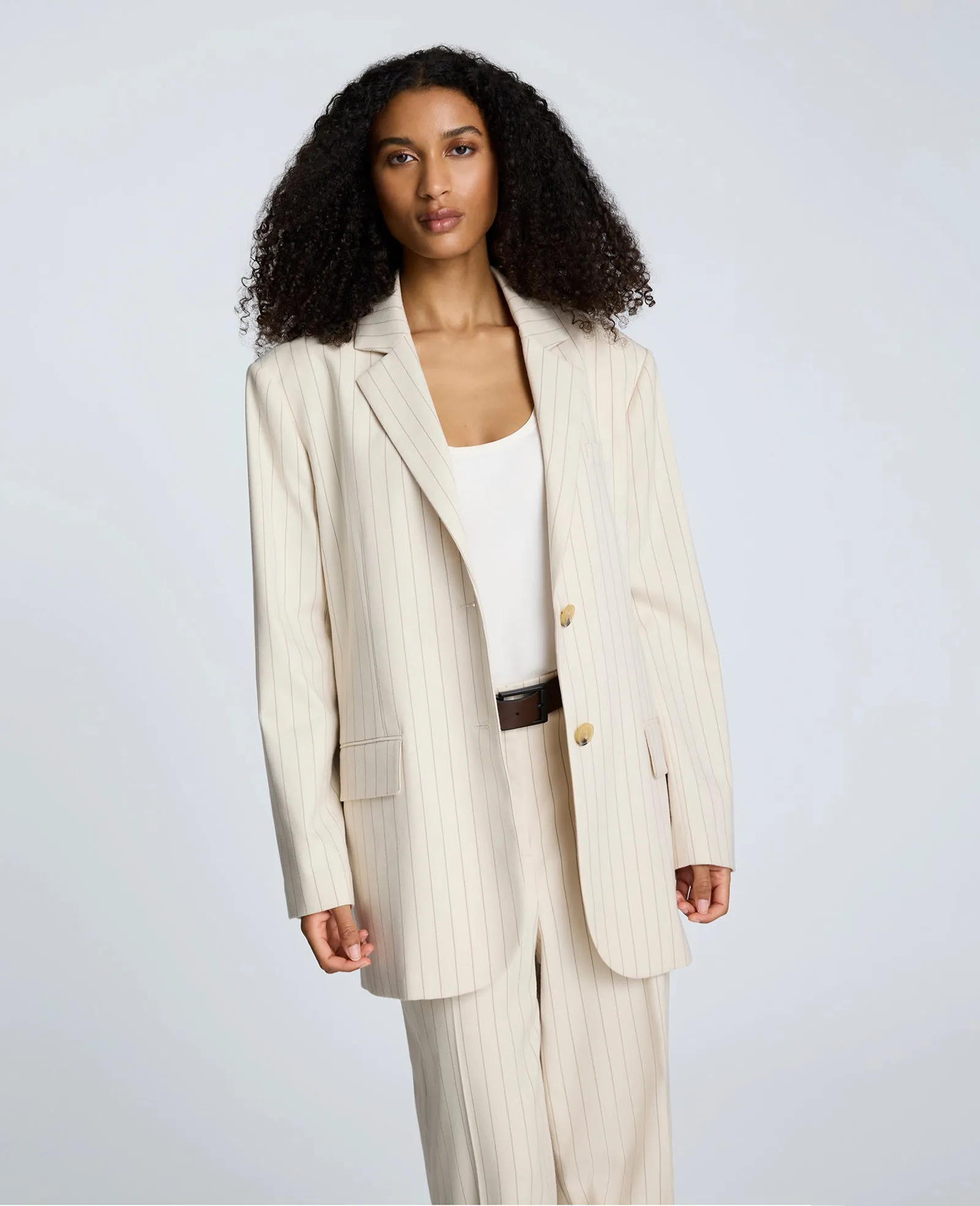 Pinstripe Relaxed Fit Boyfriend Blazer sold by Kenneth Cole