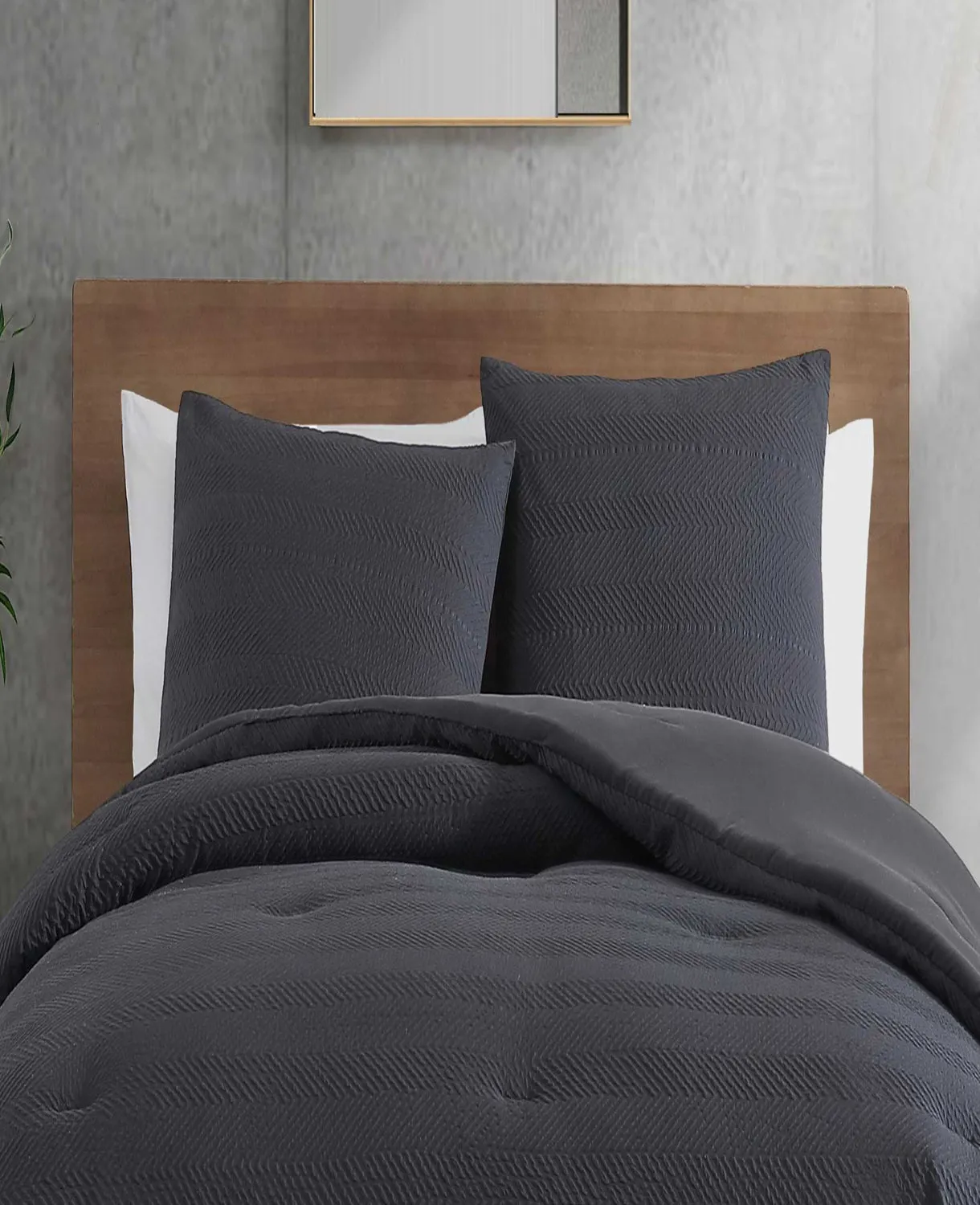 Crosswalk Herringbone Black Duvet Cover Set sold by Kenneth Cole product image thumbnail 2
