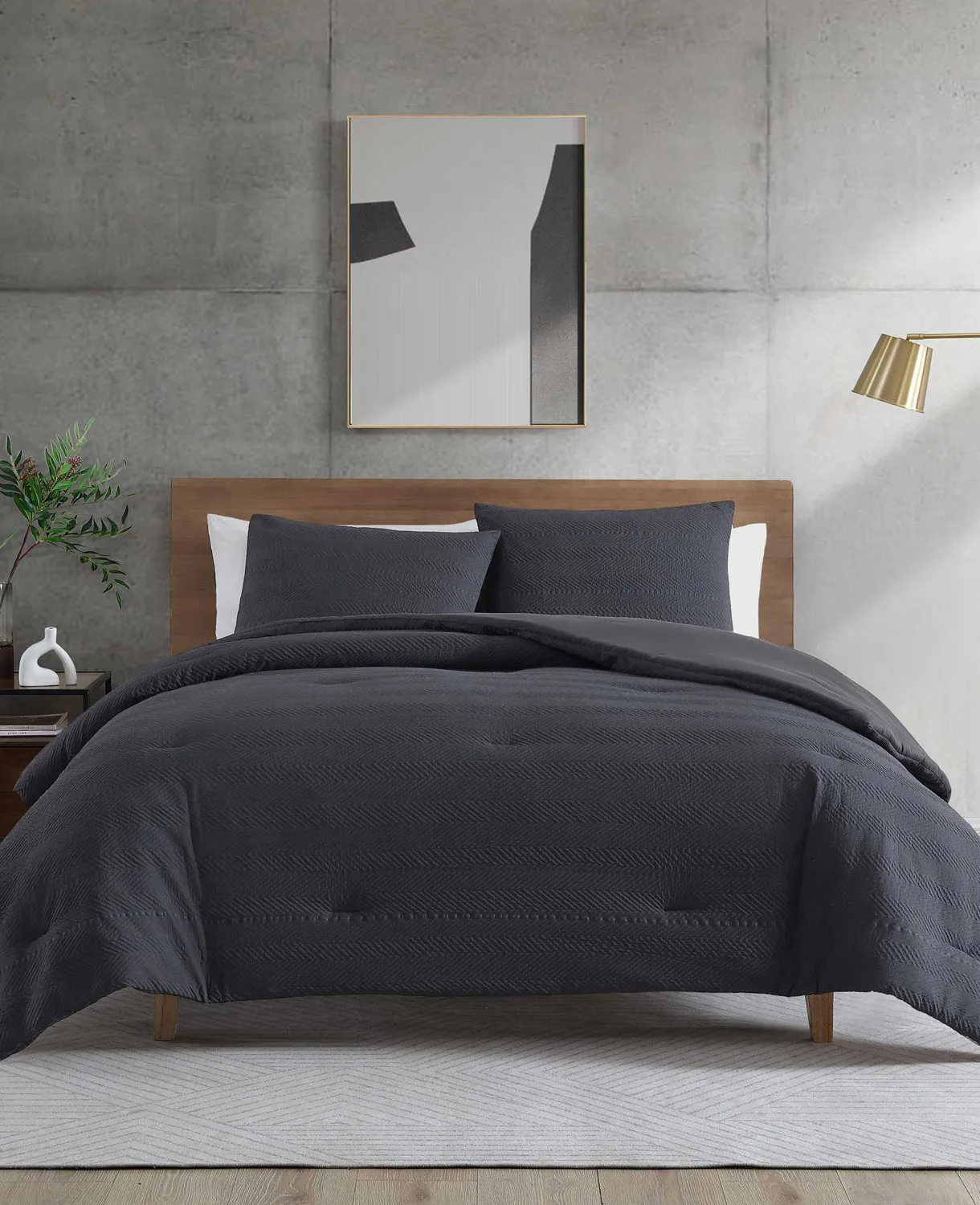 Crosswalk Herringbone Black Duvet Cover Set sold by Kenneth Cole