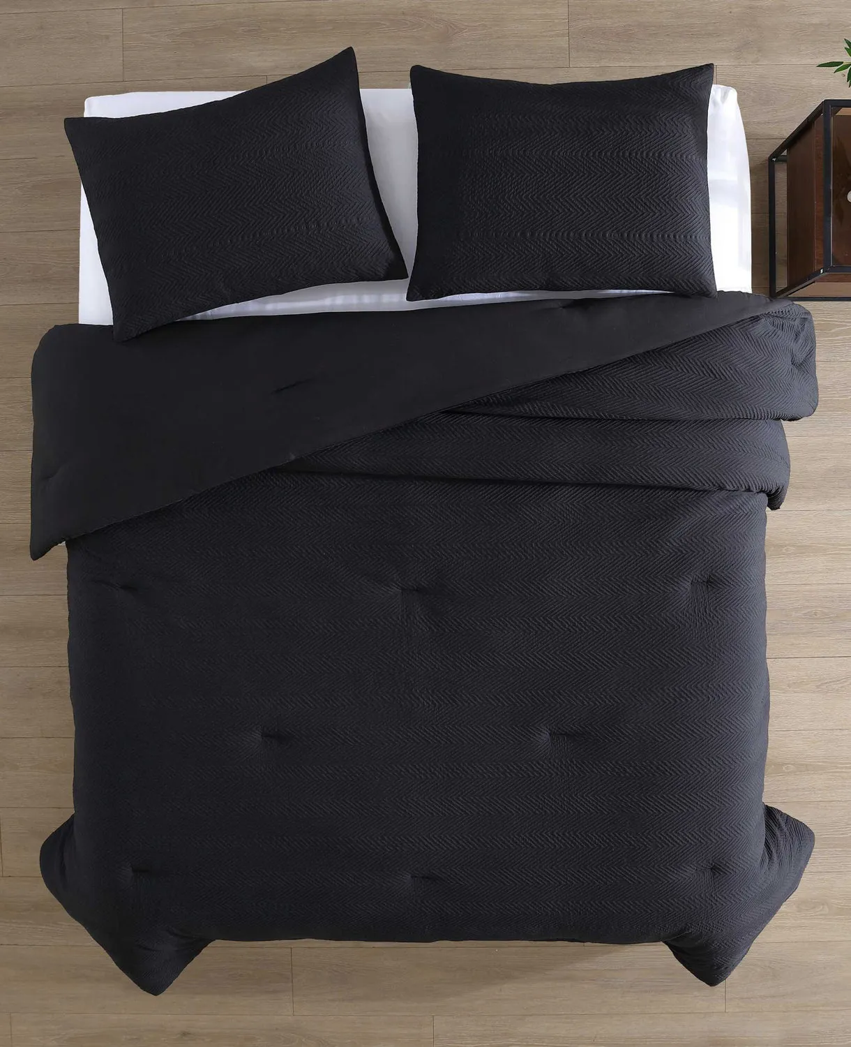 Crosswalk Herringbone Black Duvet Cover Set sold by Kenneth Cole product image thumbnail 5