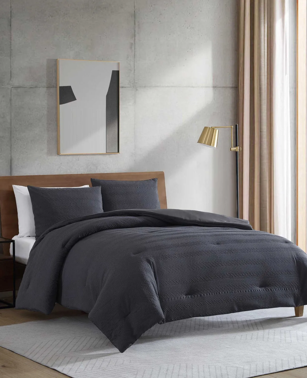 Crosswalk Herringbone Black Duvet Cover Set sold by Kenneth Cole product image thumbnail 3