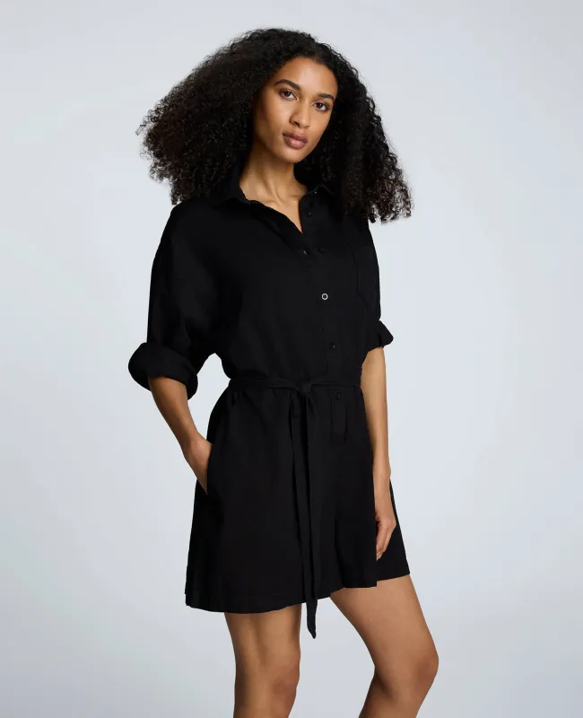 Long Sleeve Button Front Easy Fit Denim Romper sold by Kenneth Cole