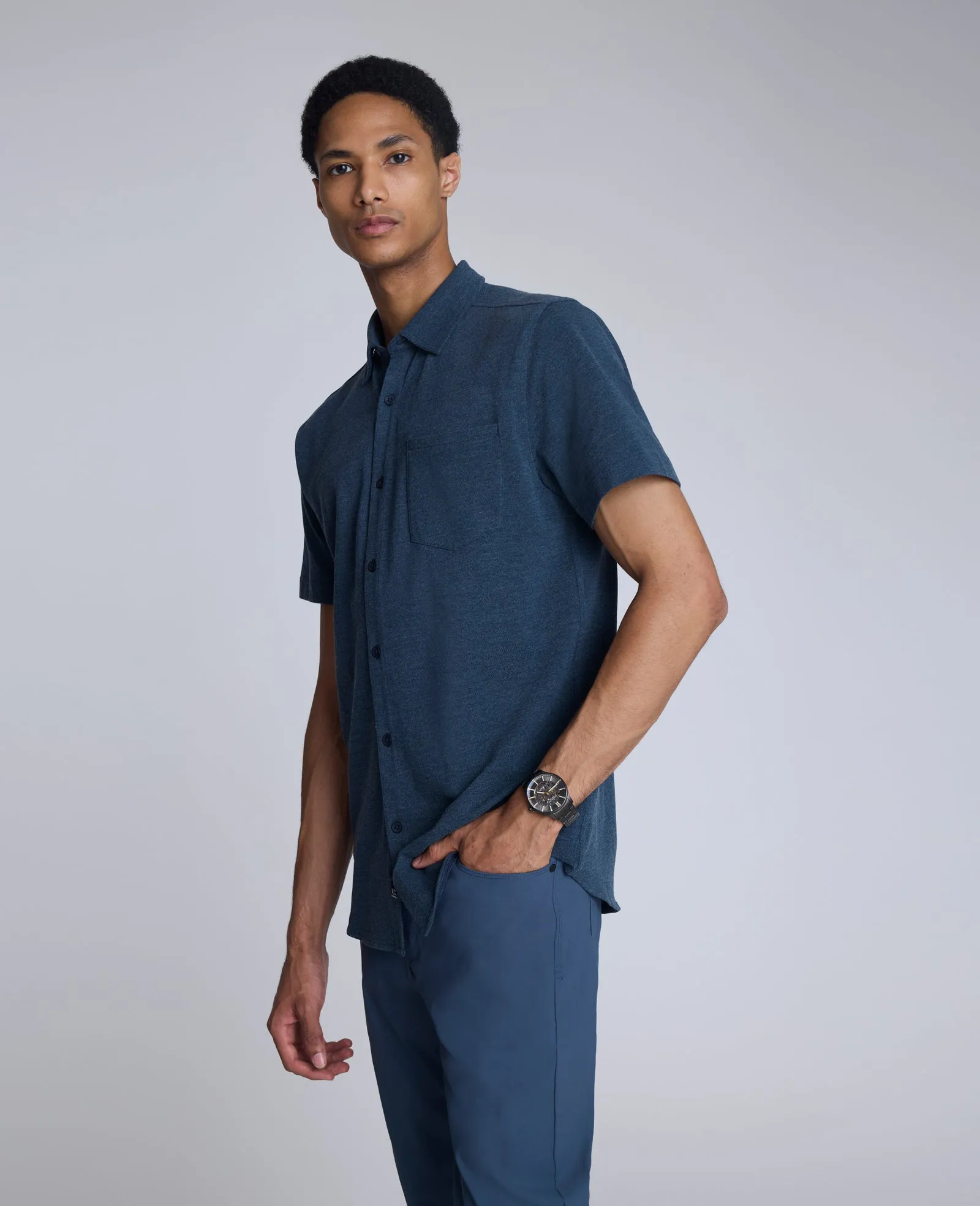 Short Sleeve Sportshirt with Chest Pocket sold by Kenneth Cole product image thumbnail 4