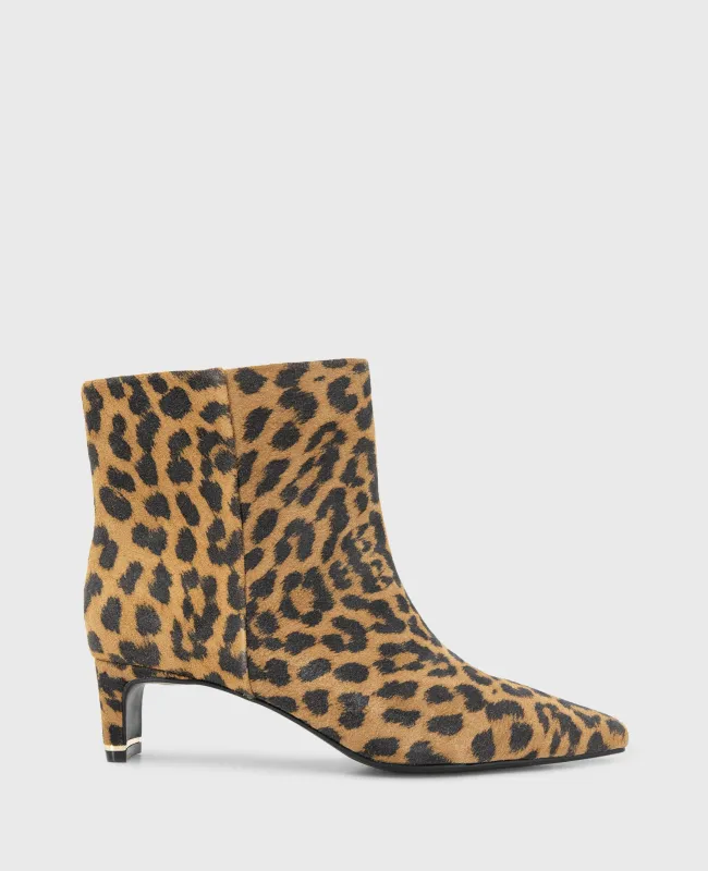 Miranda Suede Leopard Heel Bootie sold by Kenneth Cole