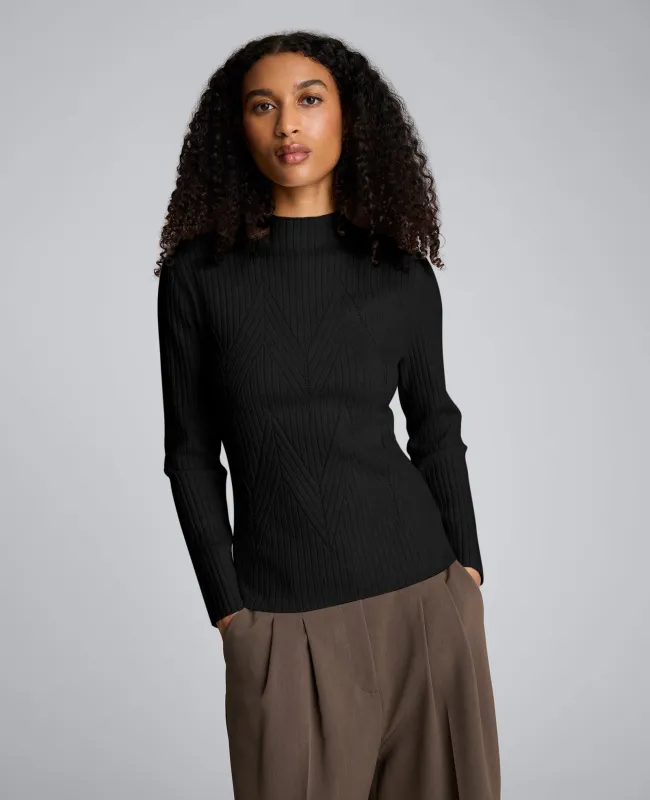 Mock Neck Long Sleeve Rib Chevron Sweater sold by Kenneth Cole