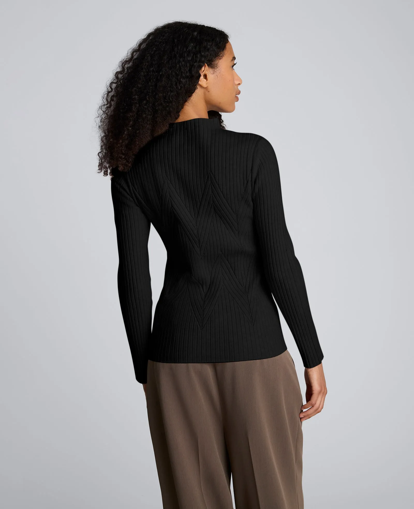 Mock Neck Long Sleeve Rib Chevron Sweater sold by Kenneth Cole product image thumbnail 3