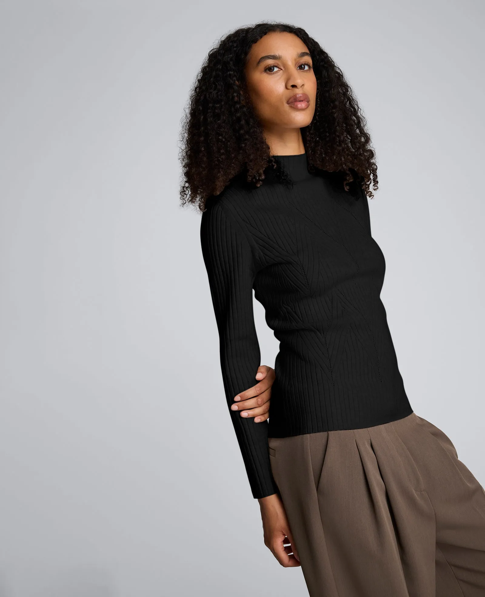 Mock Neck Long Sleeve Rib Chevron Sweater sold by Kenneth Cole product image thumbnail 2