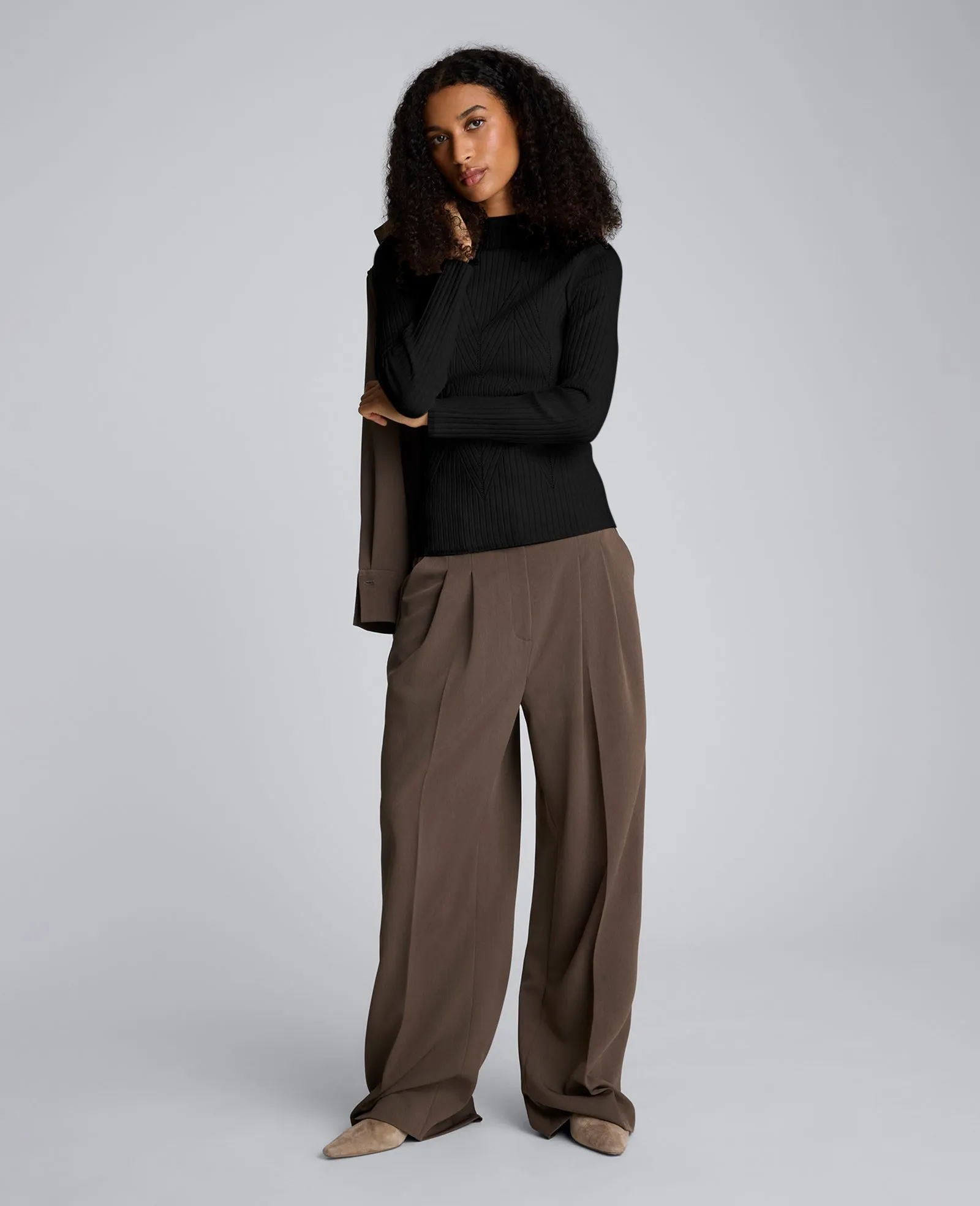 Mock Neck Long Sleeve Rib Chevron Sweater sold by Kenneth Cole product image thumbnail 4