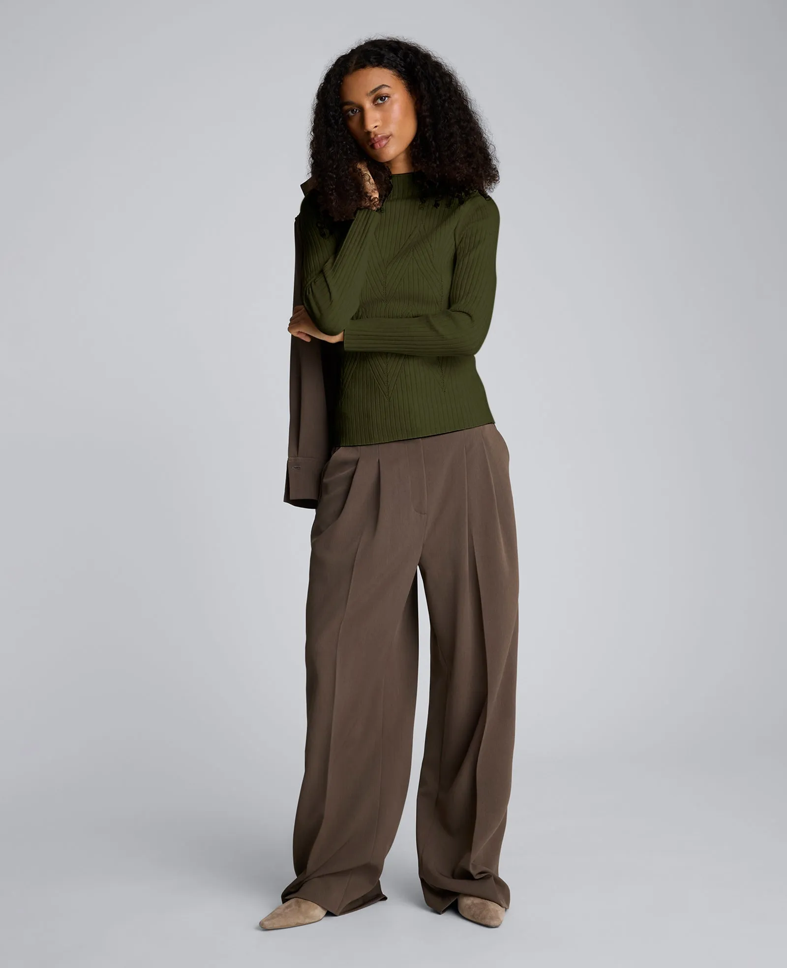 Mock Neck Long Sleeve Rib Chevron Sweater sold by Kenneth Cole product image thumbnail 4