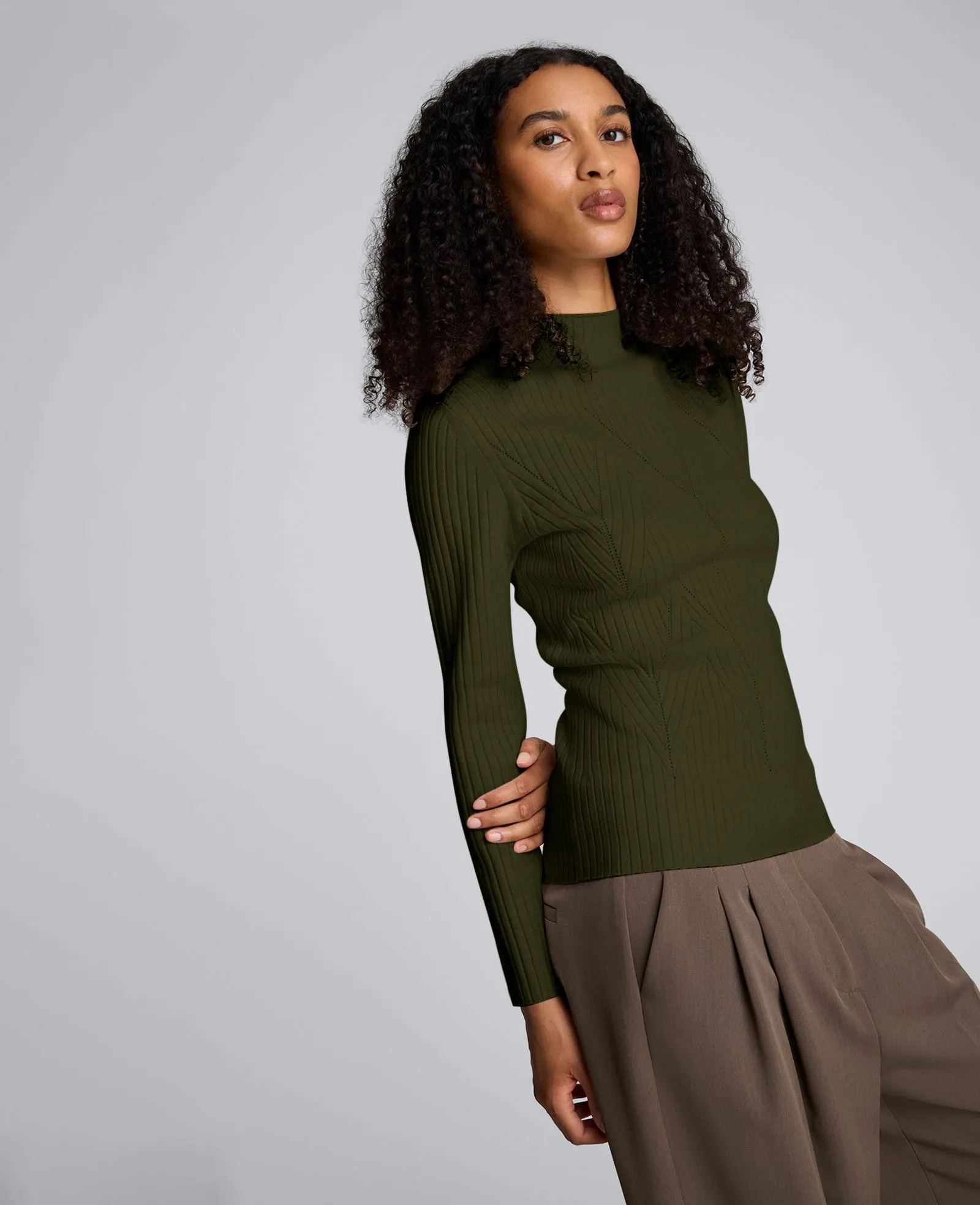 Mock Neck Long Sleeve Rib Chevron Sweater sold by Kenneth Cole product image thumbnail 2