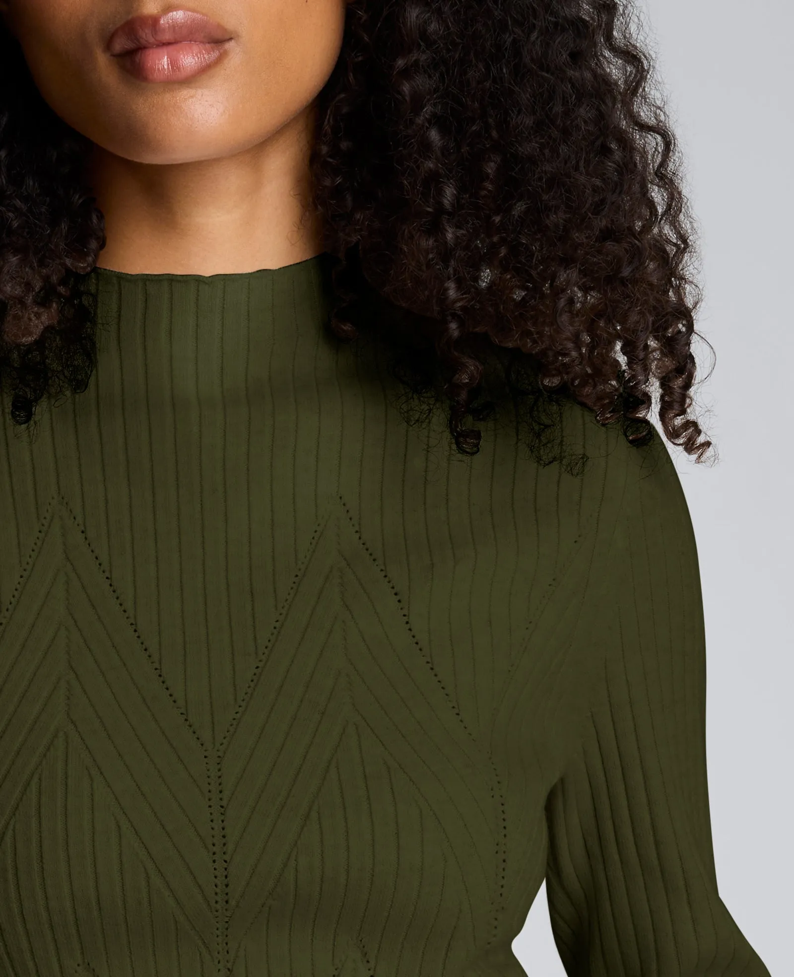 Mock Neck Long Sleeve Rib Chevron Sweater sold by Kenneth Cole product image thumbnail 5