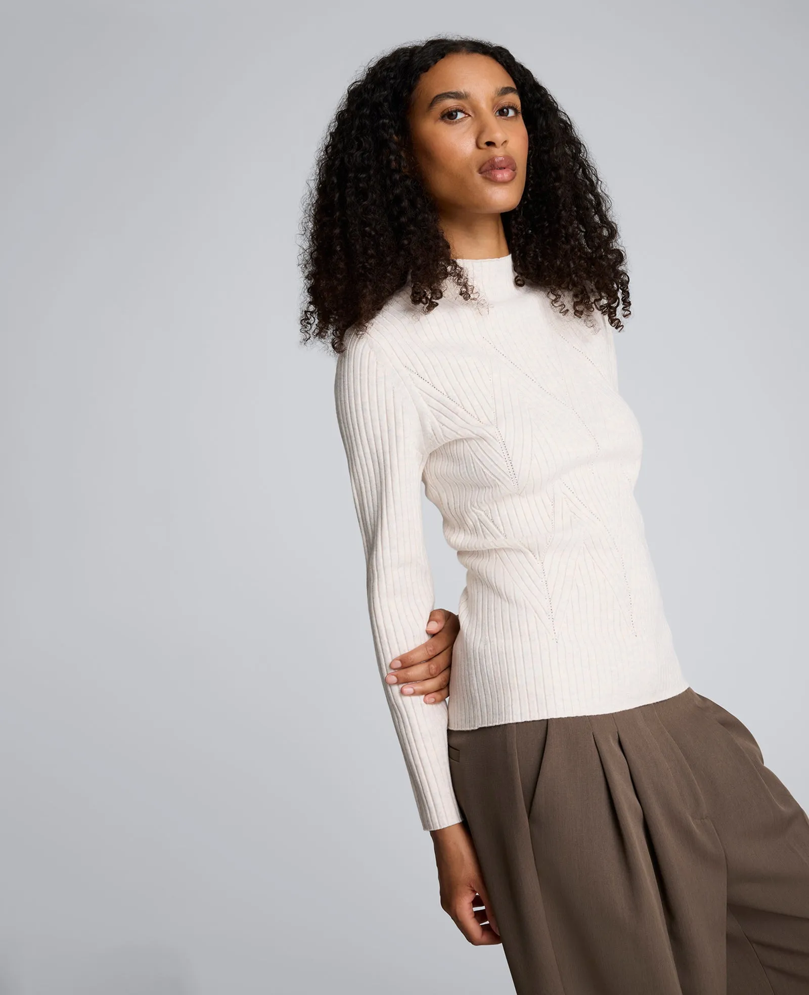 Mock Neck Long Sleeve Rib Chevron Sweater sold by Kenneth Cole product image thumbnail 2