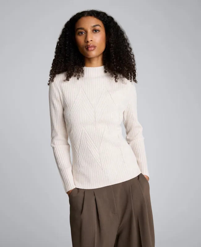 Mock Neck Long Sleeve Rib Chevron Sweater sold by Kenneth Cole