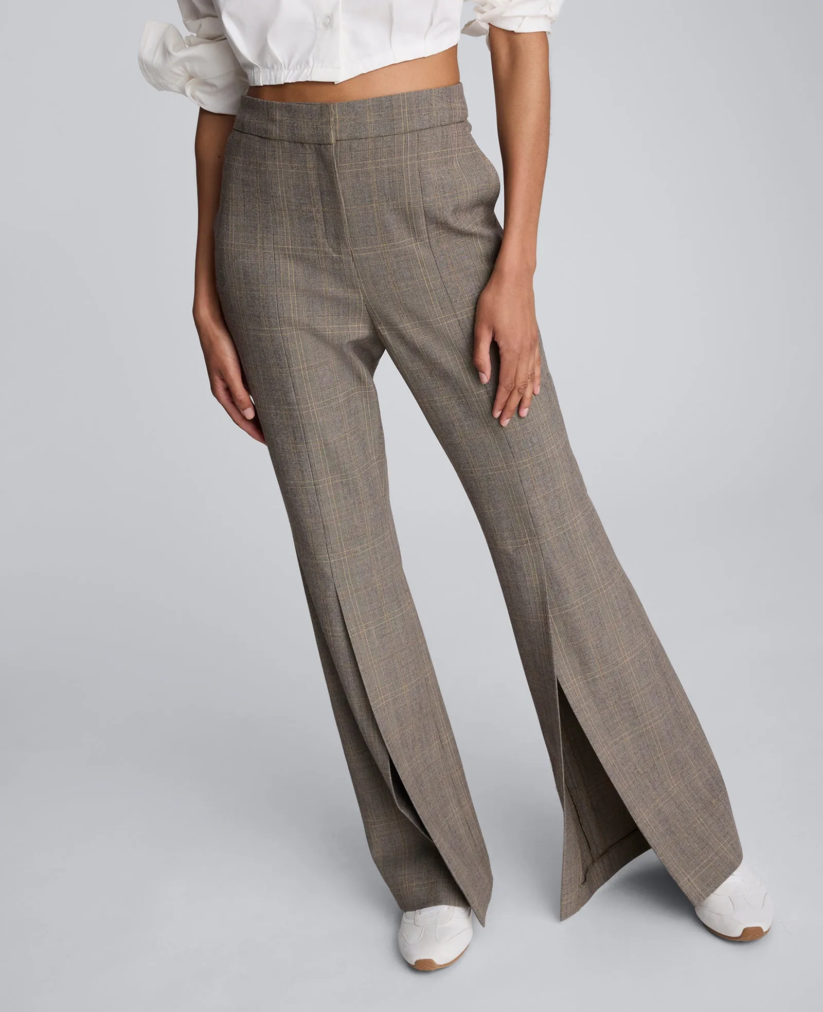 Plaid High Rise Split Front Flare Leg Pant sold by Kenneth Cole product image thumbnail 2