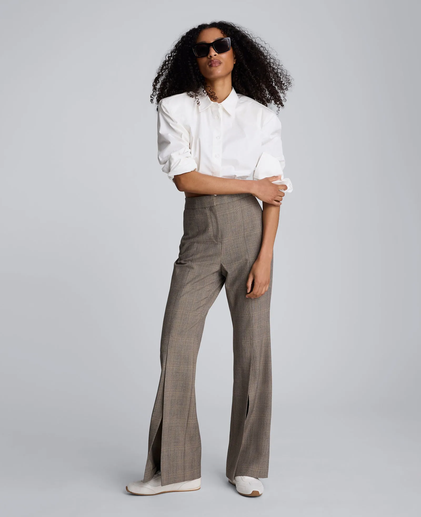 Plaid High Rise Split Front Flare Leg Pant sold by Kenneth Cole product image thumbnail 4