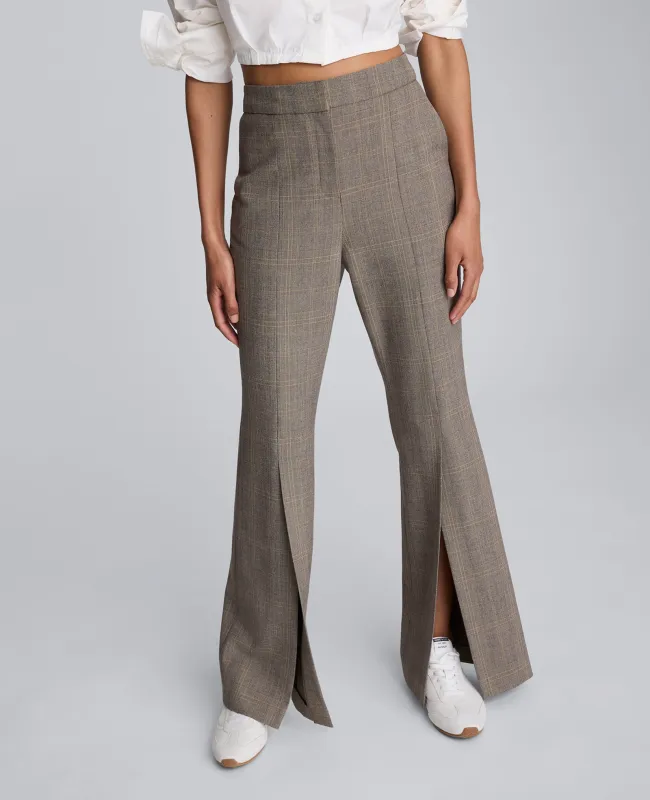 Plaid High Rise Split Front Flare Leg Pant sold by Kenneth Cole